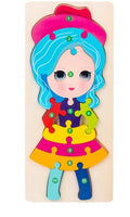 Children's Cartoon Number Animal Puzzle – Wooden 3D Fun Girl