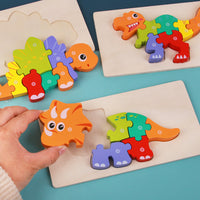 Lusy Store Wooden Montessori 3D Puzzle for Kids &ndash; Dinosaur Edition Wooden &amp; Pegged Puzzles