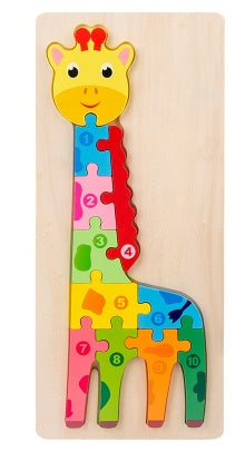 Children's Cartoon Number Animal Puzzle – Wooden 3D Fun Giraffe1