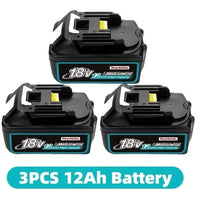 Original Li-Ion Battery – 18V, Available in 6.0Ah, 8.0Ah, 12.0Ah DC18RC Charger 3PCS 12Ah battery