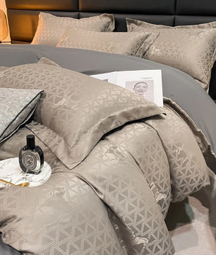 Lusy Store New high-quality embroidered tencel breathable and washable satin jacquard quilt cover 4-piece set for double bed universal for 