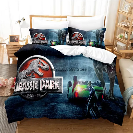 Red Jurassic Park Bedding Set Cartoon Home Textiles For Kids Bed Set Comforter Cover Bedroom Set Queen Dinosaur Duvet Cover Lusy Store