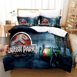 Red Jurassic Park Bedding Set Cartoon Home Textiles For Kids Bed Set Comforter Cover Bedroom Set Queen Dinosaur Duvet Cover Lusy Store