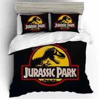 Red Jurassic Park Bedding Set Cartoon Home Textiles For Kids Bed Set Comforter Cover Bedroom Set Queen Dinosaur Duvet Cover Lusy Store