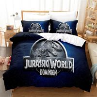 Red Jurassic Park Bedding Set Cartoon Home Textiles For Kids Bed Set Comforter Cover Bedroom Set Queen Dinosaur Duvet Cover Lusy Store