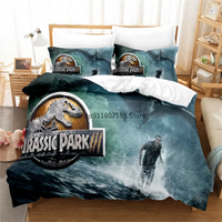 Red Jurassic Park Bedding Set Cartoon Home Textiles For Kids Bed Set Comforter Cover Bedroom Set Queen Dinosaur Duvet Cover Lusy Store