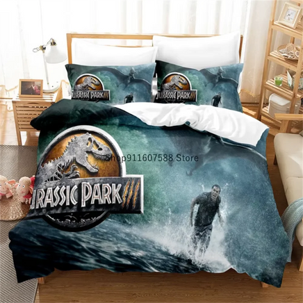 Red Jurassic Park Bedding Set Cartoon Home Textiles For Kids Bed Set Comforter Cover Bedroom Set Queen Dinosaur Duvet Cover Lusy Store