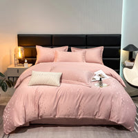 Lusy Store New high-quality embroidered tencel breathable and washable satin jacquard quilt cover 4-piece set for double bed universal for 