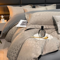 Lusy Store New high-quality embroidered tencel breathable and washable satin jacquard quilt cover 4-piece set for double bed universal for 