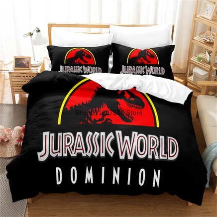 Red Jurassic Park Bedding Set Cartoon Home Textiles For Kids Bed Set Comforter Cover Bedroom Set Queen Dinosaur Duvet Cover Lusy Store