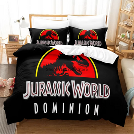 Red Jurassic Park Bedding Set Cartoon Home Textiles For Kids Bed Set Comforter Cover Bedroom Set Queen Dinosaur Duvet Cover Lusy Store