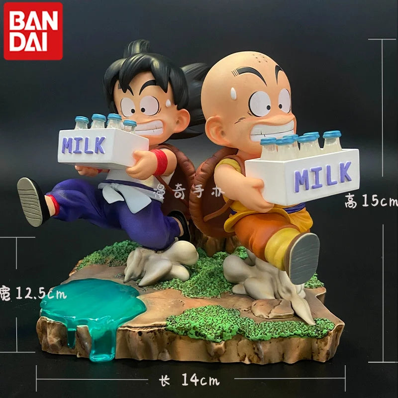 Lusy Store LLC Dragon Ball Figure Goku and Krillin Milk Delivery Model Action Figures Periphery Doll PVC Model 15cm Action Figure