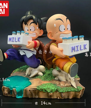Lusy Store LLC Dragon Ball Figure Goku and Krillin Milk Delivery Model Action Figures Periphery Doll PVC Model 15cm Action Figure