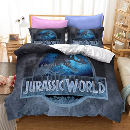 Red Jurassic Park Bedding Set Cartoon Home Textiles For Kids Bed Set Comforter Cover Bedroom Set Queen Dinosaur Duvet Cover Lusy Store