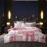 Luxury Modern Style Digital Printing Cotton Fabric Bedding Set Duvet Cover Linen Fitted Sheet Pillowcases Home Textile Lusy Store