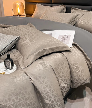 Lusy Store New high-quality embroidered tencel breathable and washable satin jacquard quilt cover 4-piece set for double bed universal for 