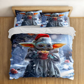 Adorable Cosmic Kid Holiday Bedding Set - Christmas Sci-Fi Duvet & Pillowcases Lusy Store