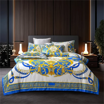 Luxury Modern Style Digital Printing Cotton Fabric Bedding Set Duvet Cover Linen Fitted Sheet Pillowcases Home Textile Lusy Store