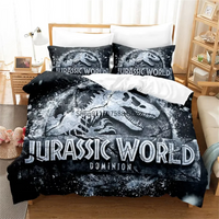 Red Jurassic Park Bedding Set Cartoon Home Textiles For Kids Bed Set Comforter Cover Bedroom Set Queen Dinosaur Duvet Cover Lusy Store