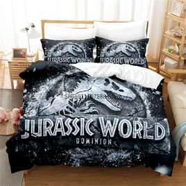 Red Jurassic Park Bedding Set Cartoon Home Textiles For Kids Bed Set Comforter Cover Bedroom Set Queen Dinosaur Duvet Cover Lusy Store