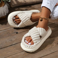 New Fashion Cross Cotton Slippers Beige