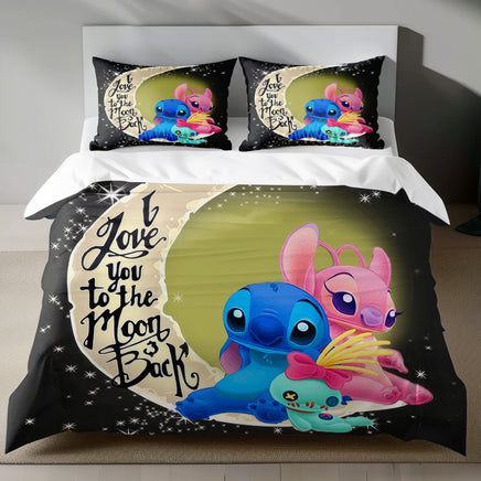 Lusy Store Stitch Bed Set - Lilo and Stitch Bedding Set/Quilt Set - Angel and Stitch - Linen Duvet Cover and Pillowcase Bed Sheets