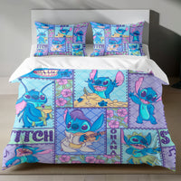 Lusy Store Stitch Bed Set - Lilo and Stitch Bedding Set/Quilt Set - Blue Stitch - Linen Duvet Cover and Pillowcase Bed Sheets