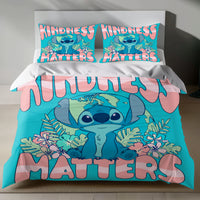 Lusy Store Stitch Bed Set - Lilo and Stitch Bedding Set/Quilt Set - Stitch Kindness Matter - Linen Duvet Cover and Pillowcase Bed Sheets