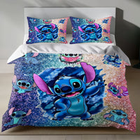 Stitch Bed Set - Lilo and Stitch Bedding Set/Quilt Set - Cute Stitch - Linen Duvet Cover and Pillowcase 4pcs - Bedding Sets