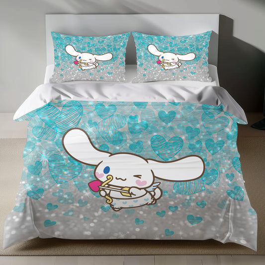 Cinnamoroll bedding set with heart pattern on duvet cover