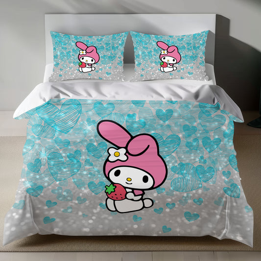 My Melody bedding set with heart pattern on duvet cover