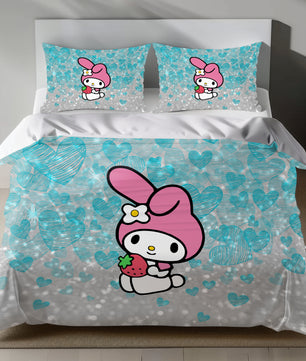 My Melody bedding set with heart pattern on duvet cover