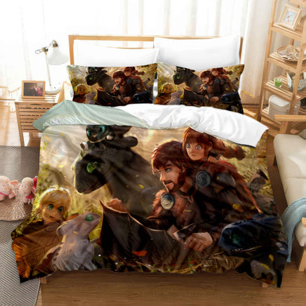 How to Train Your Dragon Bedding Set - Premium Dragon Bed Set Style-3