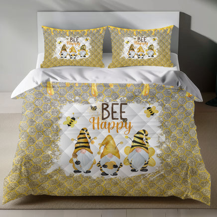 Bee Happy Linen Bedding Set 4pcs - Quilt Sets