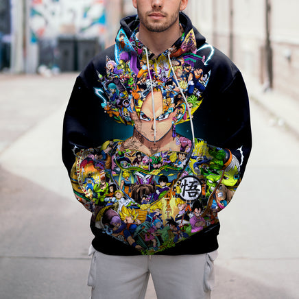 Dragon Ball Z Hoodie Colorful Goku Coat Unique Personality Many Sizes For Men Boy Kid Clothes DBP-4F Black