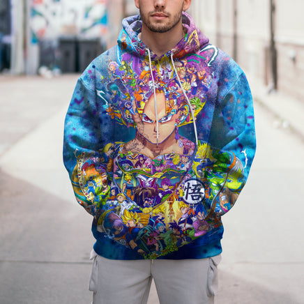 Dragon Ball Z Hoodie Colorful Goku Coat Unique Personality Many Sizes For Men Boy Kid Clothes DBP-4F Blue Colorful