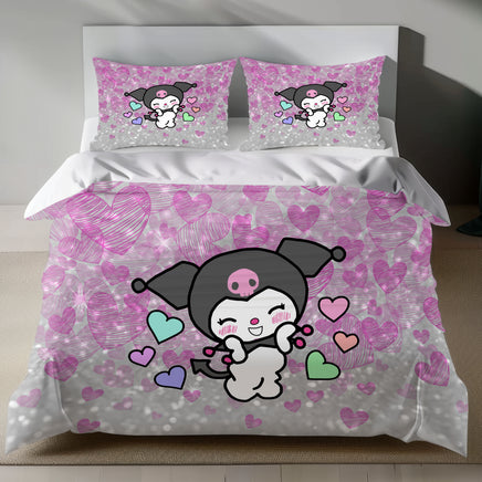 Hello Kitty Bedding Set - Cute Pink Duvet Cover for a Cozy Bedroom 4pcs - Bedding Sets