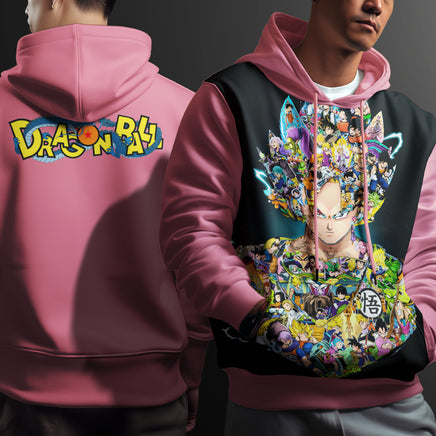 Dragon Ball Z Hoodie Goku Coat Unique Personality Many Sizes For Men Boy Kid Clothes DBP-4 Pink
