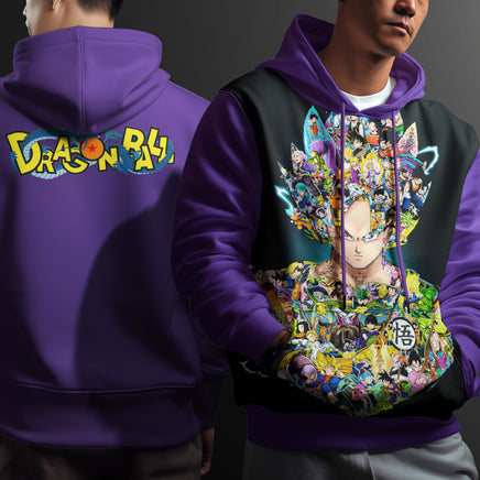 Dragon Ball Z Hoodie Goku Coat Unique Personality Many Sizes For Men Boy Kid Clothes DBP-4 Purple
