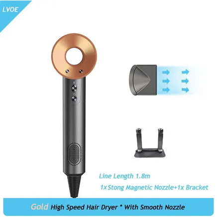 Electric Hair Dryer High Speed Blow Gold 1 Nozzle