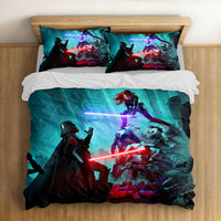 Epic Star Wars Fan Art Bedding Set - Vader vs Jedi, Digital Print Duvet Cover Lusy Store
