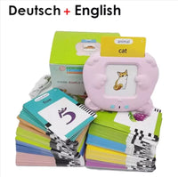 Multilingual Learning Flash Cards for Kids :English, German Audio Fun Pink-German 4"L x 4"W