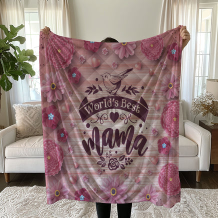 Linen Duvet Cover Set with 'World's Best Mama' Floral Design