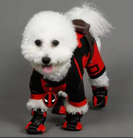 Pet Dog Deadpool Costume Black-Red