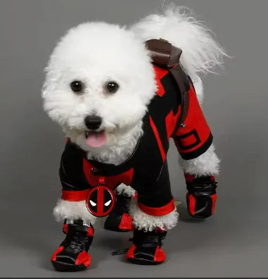 Pet Dog Deadpool Costume Black-Red