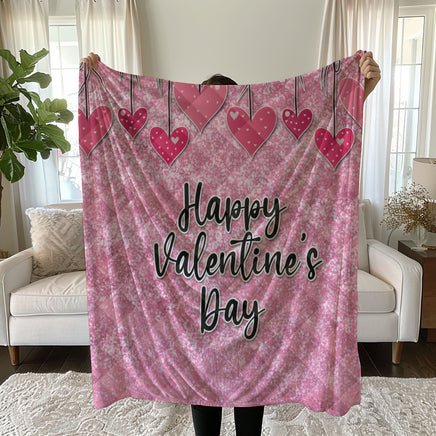Happy Valentine's Day Glitter Heart Linen Duvet Cover Set - Eco-Friendly & Hypoallergenic