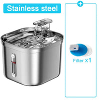 Ultra-Quiet Stainless Steel Cat Fountain with Automatic Sensor & Filter Silver 2.2L-basic