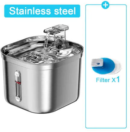 Ultra-Quiet Stainless Steel Cat Fountain with Automatic Sensor & Filter Silver 2.2L-basic