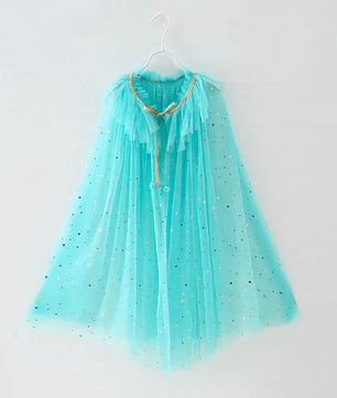 Lusy Store LLC Little Girls Sequins Tulle Cape Children Princess Party Dress Up Cloaks Thin Blue Pink White Halloween Costumes costume