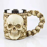 Stainless Steel Skull Mug Viking Death Grim Reaper With Fire Dragon Handle Goat Horn Gothic Design Coffee Beer Mugs As Halloween 13 301-400ml